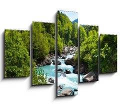 Obraz 5D ptidln - 150 x 100 cm F_GB63640355 - Vivid Swiss landscape with  pure river stream