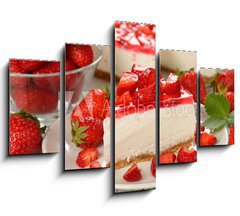 Obraz 5D ptidln - 150 x 100 cm F_GB64315819 - strawberry cheesecake - jahodov tvarohov kol