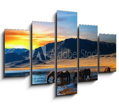 Obraz   Herd of horses in mongolian wilderness, 150 x 100 cm