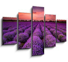Obraz 5D ptidln - 150 x 100 cm F_GB64900250 - Stunning landscape with lavender field at sunset