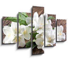 Obraz 5D ptidln - 150 x 100 cm F_GB66646969 - Jasmine flowers over old wooden table.