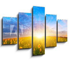 Obraz 5D ptidln - 150 x 100 cm F_GB67337702 - Morning sunflower field