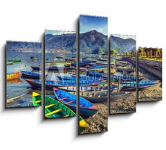 Obraz 5D ptidln - 150 x 100 cm F_GB67441176 - Boats in Pokhara lake