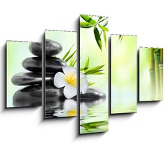 Obraz 5D ptidln - 150 x 100 cm F_GB68618057 - spa massage treatment in garden with frangipani and bamboo
