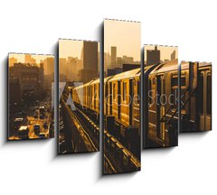 Obraz   Subway Train in New York at Sunset, 150 x 100 cm