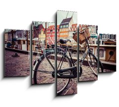Obraz 5D pětidílný - 150 x 100 cm F_GB69979170 - Classic vintage retro city bicycle in Copenhagen, Denmark