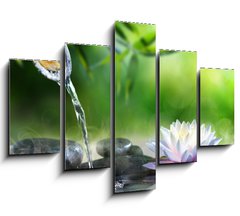 Obraz 5D ptidln - 150 x 100 cm F_GB70564979 - zen garden with massage stones and waterlily