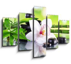 Obraz 5D ptidln - 150 x 100 cm F_GB71100540 - Spa stones, bamboo branches and white orchid