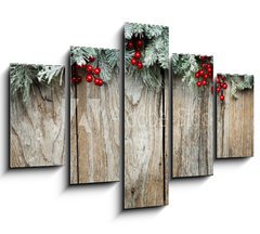 Obraz 5D ptidln - 150 x 100 cm F_GB71248012 - Christmas fir tree on wooden background