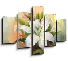 Obraz 5D ptidln - 150 x 100 cm F_GB71266838 - White lily flower.Flower oil painting