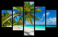 Obraz   Rest in Paradise  Malediven  Palmenstrand, Himmel und Meer, 150 x 100 cm