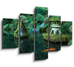 Obraz 5D ptidln - 150 x 100 cm F_GB72382315 - A Lantern and Waterfall in the Portland Japanese Garden