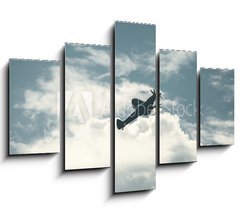 Obraz   Fighter plane on cloudy sky, 150 x 100 cm