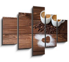 Obraz 5D pětidílný - 150 x 100 cm F_GB76842456 - espresso coffee with sugar powdered heart