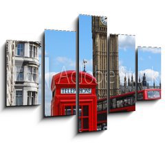 Obraz   Telephone box, Big Ben and double decker bus in London, 150 x 100 cm