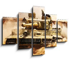 Obraz 5D ptidln - 150 x 100 cm F_GB80029249 - Enemy tanks moving in the desert - Neptelsk tanky pohybujc se v pouti