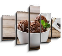 Obraz 5D ptidln - 150 x 100 cm F_GB80747406 - ball coffee chocolate ice cream in a bowl - koule zmrzlina v kvov okold v misce