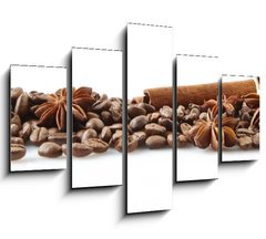 Obraz   Scattered coffee beans in line on white, 150 x 100 cm