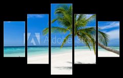 Obraz 5D ptidln - 150 x 100 cm F_GB86299051 - coco palm and heron bird on paradise beach