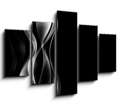 Obraz 5D ptidln - 150 x 100 cm F_GB87644944 - abstrakcyjne srebrne fale czarne to
