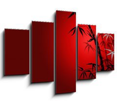 Obraz 5D ptidln - 150 x 100 cm F_GB8902413 - bamboo leaves on ared background.