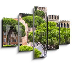 Obraz 5D ptidln - 150 x 100 cm F_GB94095592 - Exterior view of the Colosseum in Rome with green trees around.