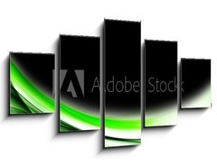 Obraz 5D ptidln - 125 x 70 cm F_GS100723245 - Abstract Green Wave Black Background Design