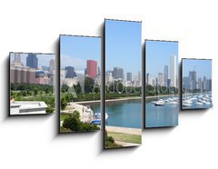 Obraz pětidílný 5D - 125 x 70 cm F_GS1047973 - chicago skyline and grant park marina