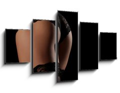 Obraz   Back view of beautiful female bottom in lacy panties and nylon stockings, 125 x 70 cm