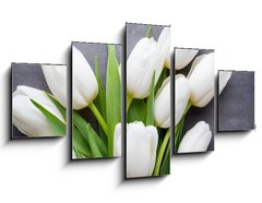 Obraz 5D ptidln - 125 x 70 cm F_GS105673696 - More white tulip on the grey background.