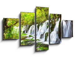 Obraz 5D ptidln - 125 x 70 cm F_GS107722539 - Scenic waterfall with crystal clear water among green forest