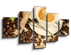 Obraz 5D ptidln - 125 x 70 cm F_GS122026658 - Cup of hot black coffee with old wooden mill grinder 