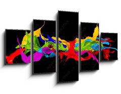 Obraz 5D ptidln - 125 x 70 cm F_GS122947022 - abstract color splashes on black background