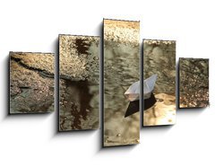 Obraz   paper ship floats in a spring pool, 125 x 70 cm