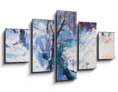 Obraz 5D ptidln - 125 x 70 cm F_GS130132079 - Art Oil Painting Winter Landscape. The Awakening of Nature. Spring is coming.