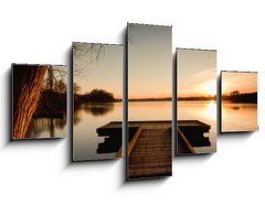 Obraz ptidln 5D - 125 x 70 cm F_GS13378317 - The bridge to the lake under the sunset