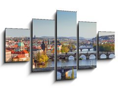 Obraz ptidln 5D - 125 x 70 cm F_GS13518966 - View on Prague Bridges at sunset