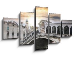 Obraz 5D ptidln - 125 x 70 cm F_GS136009860 - Venice, Rialto bridge and with gondola on Grand Canal, Italy