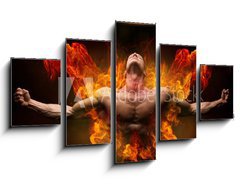 Obraz 5D ptidln - 125 x 70 cm F_GS137170627 - On fire bodybuilder - V ohni kulturista