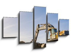 Obraz 5D ptidln - 125 x 70 cm F_GS141909413 - Bagger im abendlichen Sonnenschein,Gegenlicht - Banner - Bagger im abendlichen Sonnenschein, Gegenlicht