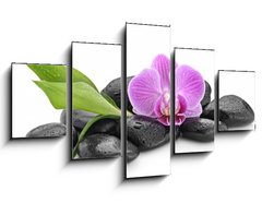 Obraz 5D ptidln - 125 x 70 cm F_GS144086994 - zen basalt stones ,orchid and bamboo