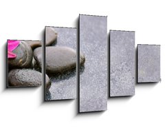 Obraz 5D ptidln - 125 x 70 cm F_GS150097450 - Pnk orchids and black stones close up.