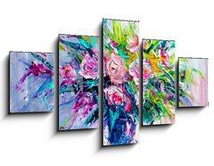 Obraz 5D ptidln - 125 x 70 cm F_GS166550171 - Oil painting flowers