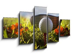 Obraz ptidln 5D - 125 x 70 cm F_GS16911245 - Golf club and ball in grass - Golfov klub a m v trv