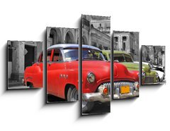 Obraz 5D ptidln - 125 x 70 cm F_GS17211869 - Colorful Havana cars panorama