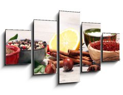 Obraz 5D ptidln - 125 x 70 cm F_GS201764347 - Spices and herbs on table. Food and cuisine ingredients.