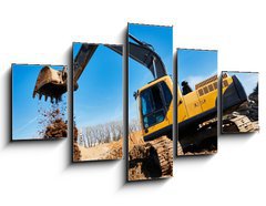 Obraz 5D ptidln - 125 x 70 cm F_GS202023739 - excavator loader machine at construction site