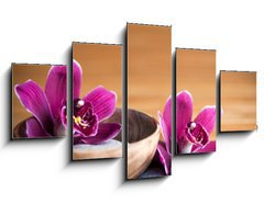 Obraz   Composition zen  fleurs orchide et pierres, 125 x 70 cm