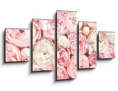 Obraz   Summer blossoming delicate rose on blooming flowers festive background, pastel and soft bouquet floral card, 125 x 70 cm
