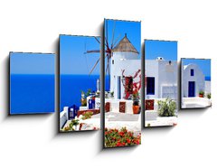 Obraz ptidln 5D - 125 x 70 cm F_GS22813395 - Windmill on Santorini island, Greece